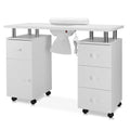 OmySalon Manicure Table Nail Desk for Nail Tech, Nail Table Beauty Salon Station w/Electric Dust Collector Acetone Resistant w/Lockable Wheel,Arm Rest