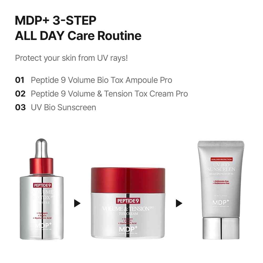 MDP+ Peptide 9 UV Bio Sunscreen | Korean Sunscreen SPF 50+ | Broad Spectrum UV Protection, Lightweight & Hydrating Formula