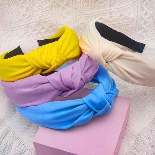 SIQUK 12 Pieces Knotted Headbands for Women Hair Turband Knot Headband Fashion Top Knot Headbands Colorful Knotted Fabric Headband, 12 Colors