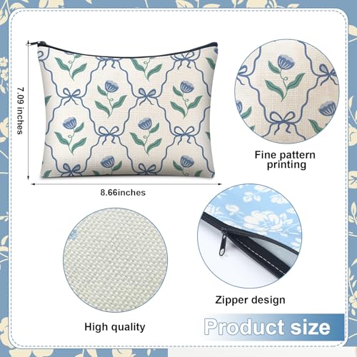Reginary 12 PCS Grandmillennial makeup bag Travel Quilted Cosmetic Makeup Organizer Coquette Aesthetic Toiletry Bag for Women
