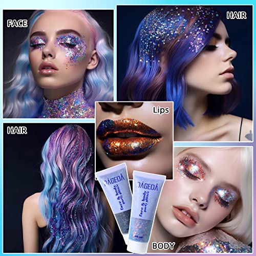 DAGEDA Holographic Body Glitter Gel - Black Chunky Shimmer Makeup