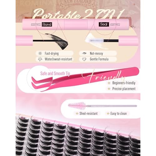Manga Lash Clusters Kit Wispy Natural Eyelash Clusters Kit Anime Lashes Cluster 192PCS Fairy Cosplay Individual Lashes Extension Kit DIY Eyelash Extensions at Home 10-16MM by zenotti