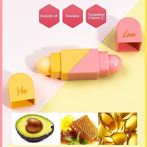 SeleneTenderaes Heart Shaped Dual-use Deformable Lip Balm Stick - Honey,One end is colorless, while the other end is pink can be used as makeup, lipstick Peach. Repair, Keep Lips Moisturized, Gifts