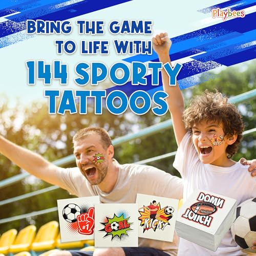Playbees Sports Temporary Tattoos 144 Pack