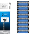 Men's Razor Blade Refills, 8 Count, 3-Layer Ceramic Coated Blades with Lubricating Strip, Matching Handle, Wall Hook & Cleaning Brush Included for Smooth Shaving