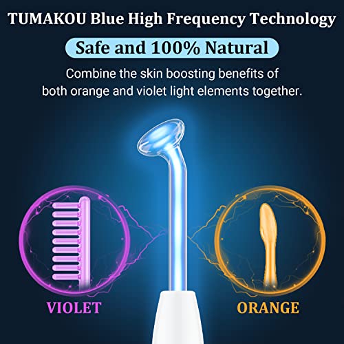 TUMAKOU High Frequency Facial Wand - 4 Blue Glass Tubes