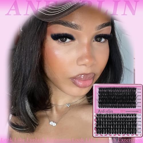 Anforlin Lash Clusters Kit 240pc DIY Eyelash Extensions 10-22mm
