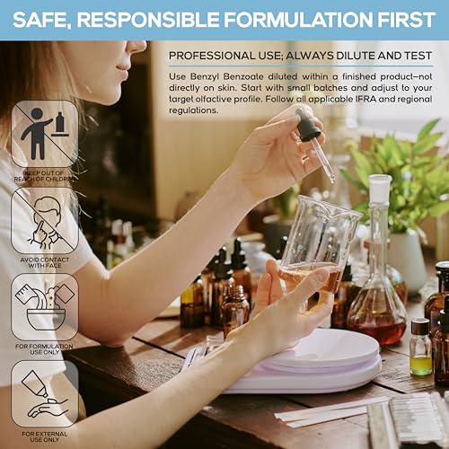Benzyl Benzoate USP Grade Liquid 4 fl. oz. - Great for Fragrance/Aroma Compounds, Cosmetics, Hair & Scalp Products.