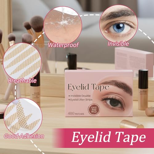 480Pcs Eyelid Tape Invisible Double Eyelid Lifter Strips