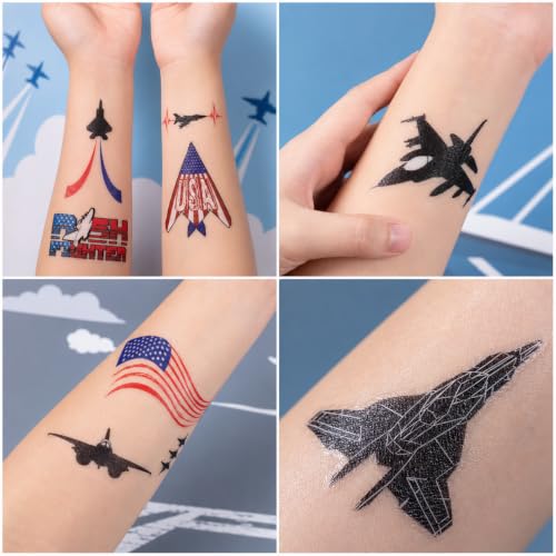96 Fighter Jet Temporary Tattoos for Kids - Party Favors