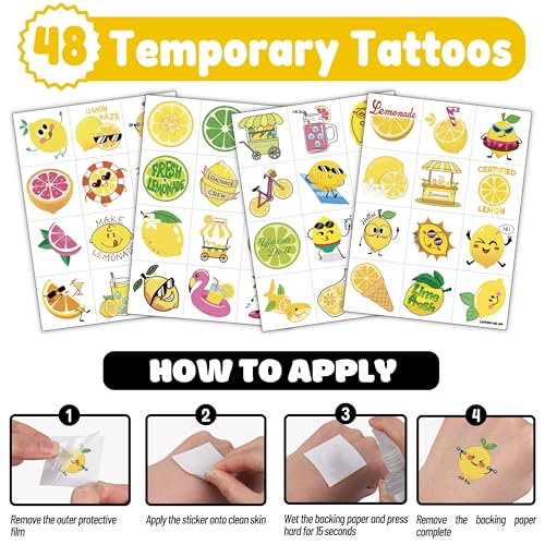 72-Piece Lemon Party Favors Kit - Balloons & Tattoos