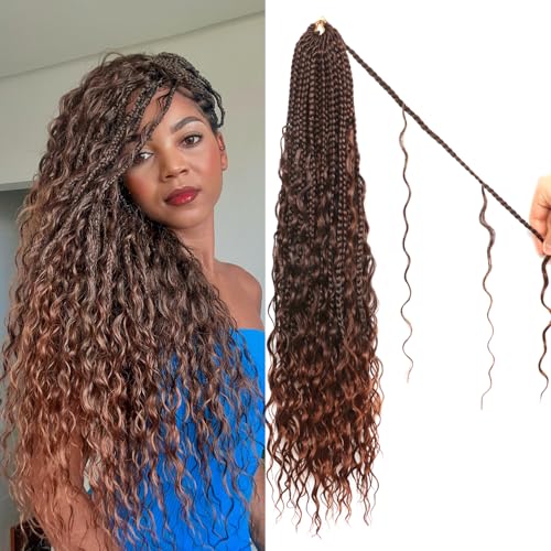 Boho Box Braids Crochet Hair 24 Inch - 9 Packs Water Wave