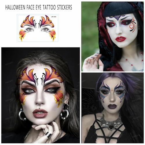 9-Pack Temporary Face Tattoo Stickers - Waterproof Eye Lace