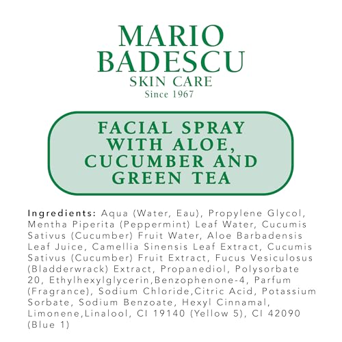 Mario Badescu Facial Spray with Aloe, Cucumber and Green Tea for All Skin Types | Face Mist that Hydrates & Invigorates | 4 FL OZ & 2 FL OZ Combo