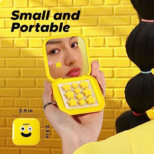 LitBear Cute Acne Pimple Patches for Face, Pink & Yellow Star Hydrocolloid Patch, Compact Zit Patches Case, Blemish patches(120 Count)