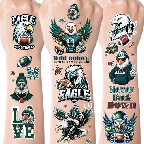 Football Temporary Tattoos, 8 Sheets 200+ Designs