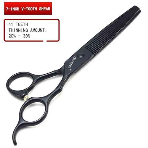 SHARONDS 440C Hair Cutting Scissors Set, Hair Scissors, Thinning Scissors, 6 Inch / 7 Inch Black (7 Inches, 2 Pieces)