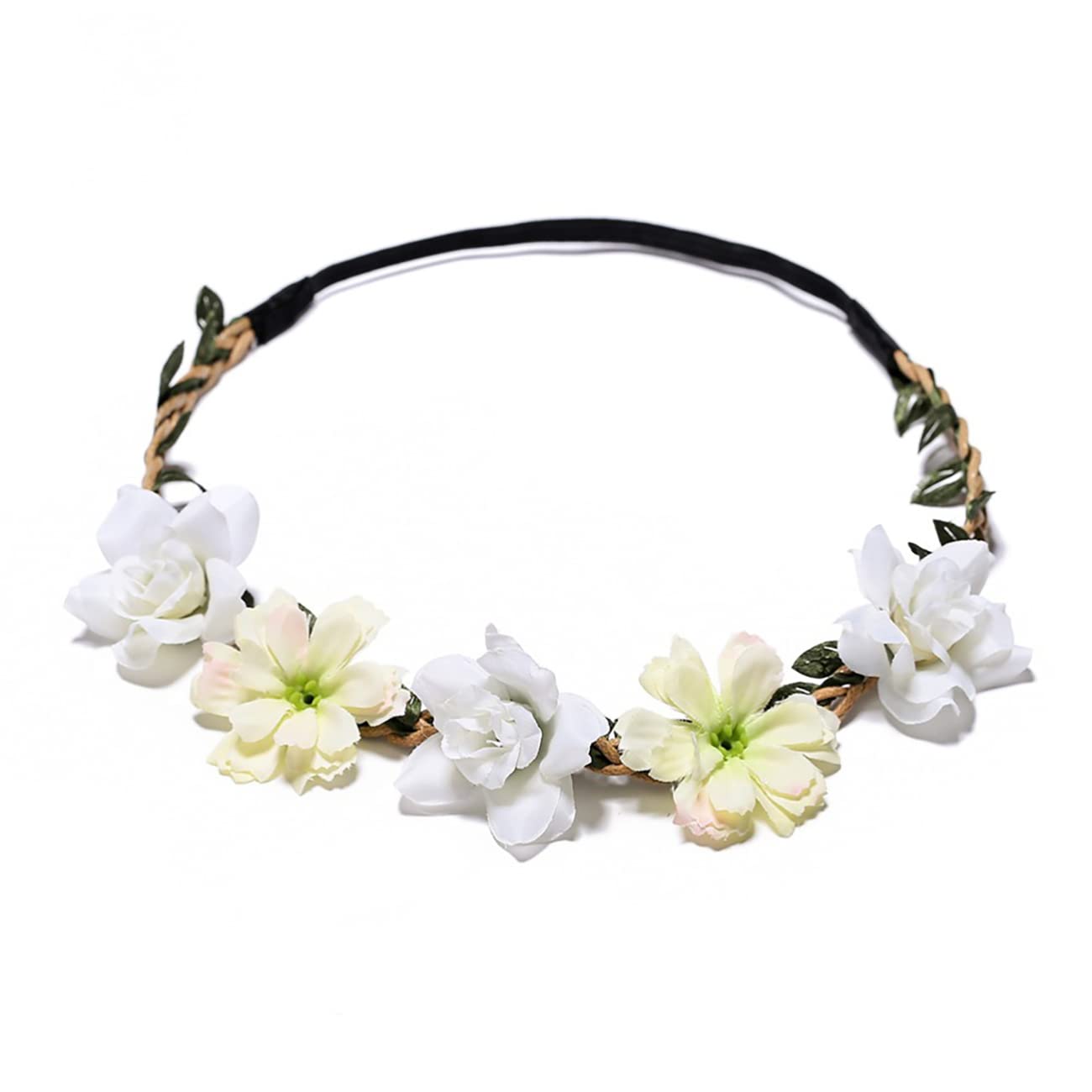 6 PCS Flower Crown for Women Girls Flower Headbands Flower Girl Headpiece Bride Bridesmaid Wedding Headdress Boho Flower Head Bands Hair Wreath Accessories Tiara for Little Girls Baby Toddler