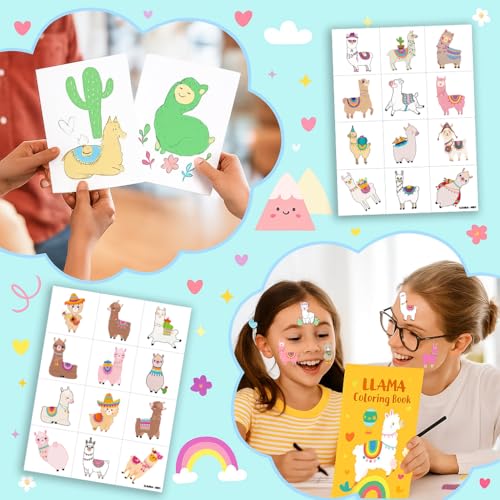 96 PCS Llama Temporary Tattoos - Fiesta Party Favors
