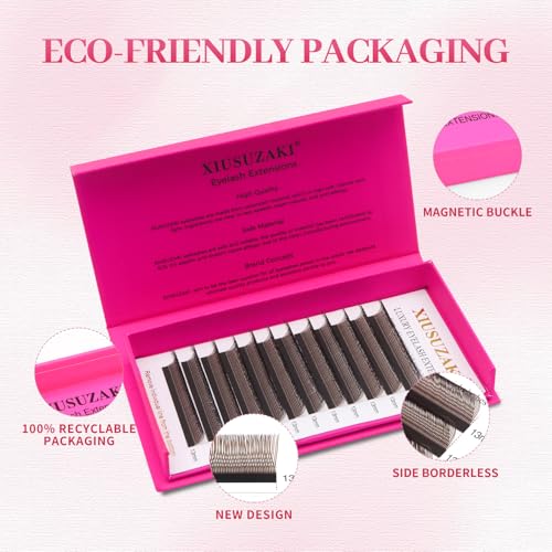 U-Shape Eyelash Extensions 0.07D Brown 8-15mm Mix