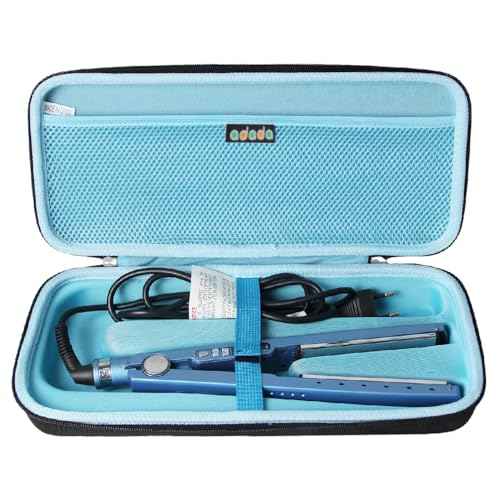 adada Hard Travel Case for BaBylissPRO Nano Titanium Ultra Thin Straightening Iron (Black+Blue)