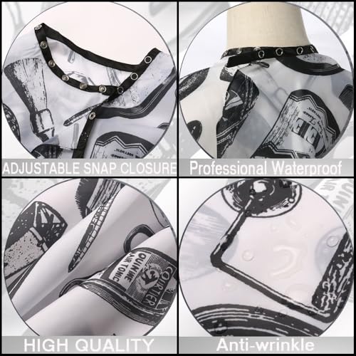 Professional Hair Cutting Cape with Neck Duster Brush - White Floral