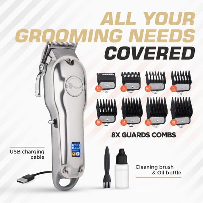 Fagaci Cordless Hair Clippers with 440C Steel Blades for Men & Women