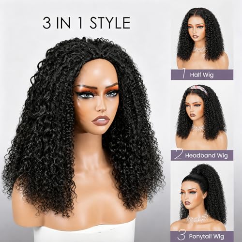 Wavymy 12" Half Wig Human Hair Glueless Water Wave 180 Density