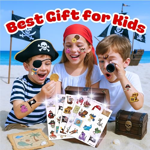 96 Pcs Pirate Temporary Tattoos for Kids Party Favors