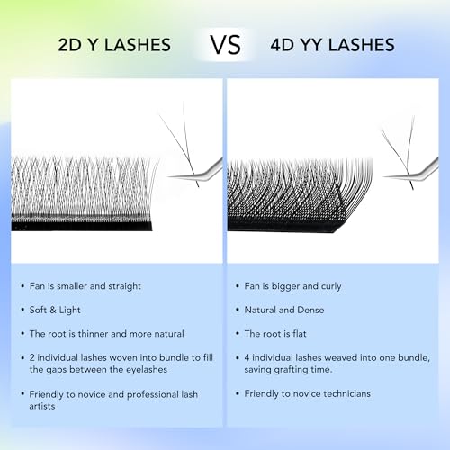 2D Y Shape Lash Extensions 0.07mm C/D Curl 8-12mm