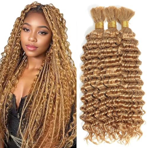 #27 Honey Blonde Deep Wave Braiding Hair 26" - 3 Bundles