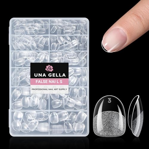 UNA GELLA Extra Short Oval Nail Tips 312pcs - Natural Lightweight Gel