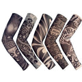 18.1x2.9x4.7" 5pcs Unisex Dark Set Elastic Slip on Fake Temporary Tattoo Sleeves Body Art Arm Sunscreen Cover up Stockings Accessories for Men and Women Outdoor Sport Cycling Driving Runnig Climbing