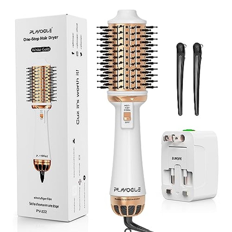 Plavogue Dual Voltage Blow Dryer Brush for Travel - Ionic Hot Air Brush