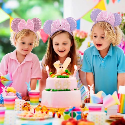 Sotaila 2 Pack Mouse Ears Headbands for Women & Girls - Sequin Bow