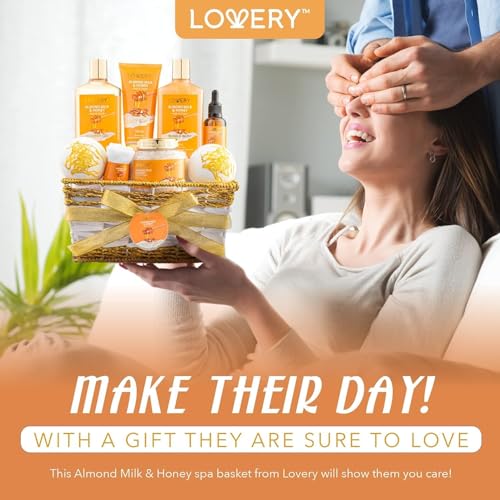 Almond Milk & Honey Spa Gift Basket - 10 Pc Bath Set