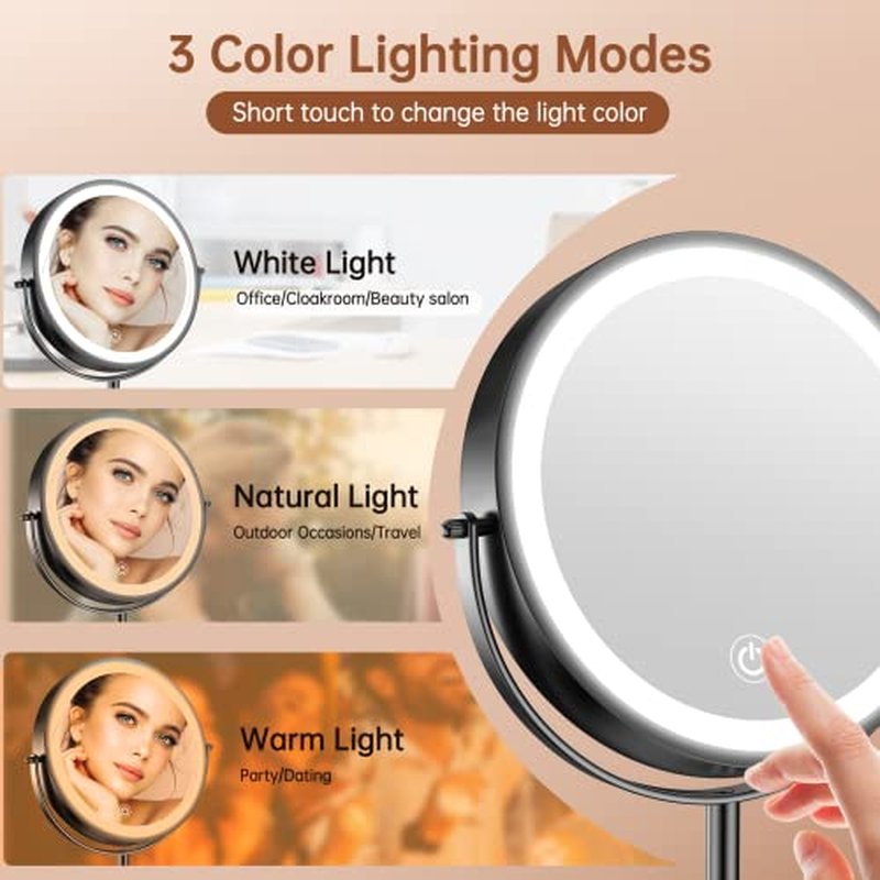 Benbilry 8-Inch Lighted Makeup Vanity Mirror with 1X/10X Magnification