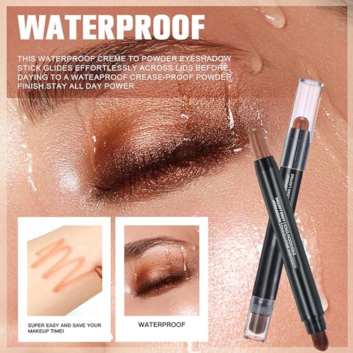 Light Copper Shimmer Dual Ended Eyeshadow Stick 12 Colors Matte and Shimmer Waterproof Long Lasting Creamy Eyeshadow Pencil for Smokey Eye Natural Everyday Makeup
