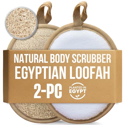 SERRENTO Natural Luffa Loofah Body Scrubber, 2 Count | Egyptian