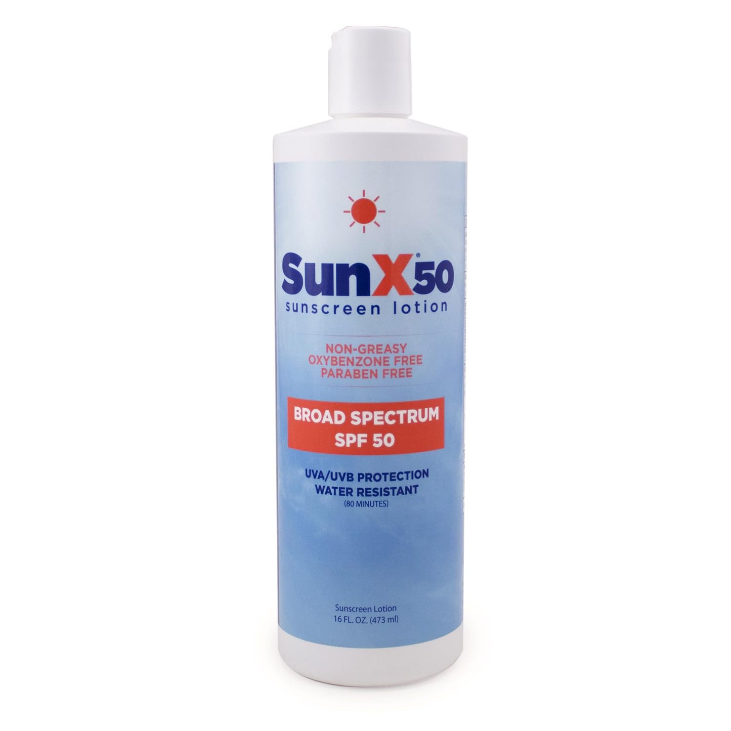 CoreTex Sun X 50 SPF Sunscreen Lotion (16oz. Bottle) - Free of Parabens, Oxybenzone, & Octinoxate - Oil Free, Broad Spectrum (UVA/UVB) Sunscreen - Water & Sweat Resistant up to 80 Min.