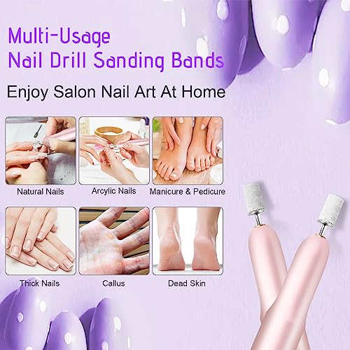 BLESWIN 180 Grit Nail Sanding Bands - 100 Pcs with 3/32" Bit