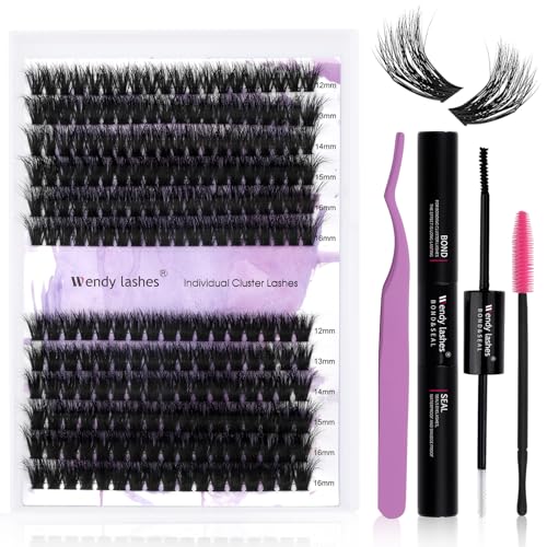 Lash Clusters 60D/80D Eyelash Clusters Fluffy DIY Lashes Wispy D Curl Lashes Clusters Mixed Length 16-20mm Fluffy Individual Lash Clusters Eyelash Extensions for DIY Lashes at Home