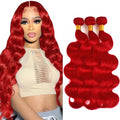 Red Body Wave Hair Bundles 28 30 32 Inch Virgin Human Hair