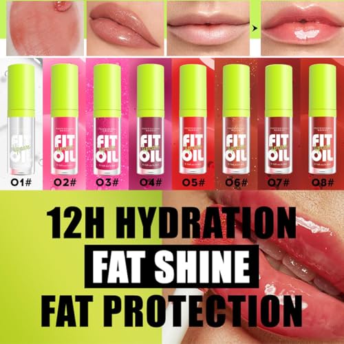 8-Color Lip Plumping Oil Set with Big Brush Head