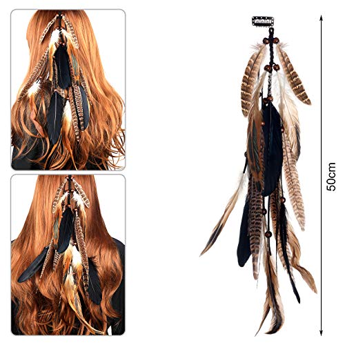 Feather Hair Clip Extensions - 2 Pack Bohemian Peacock Mixed Colors