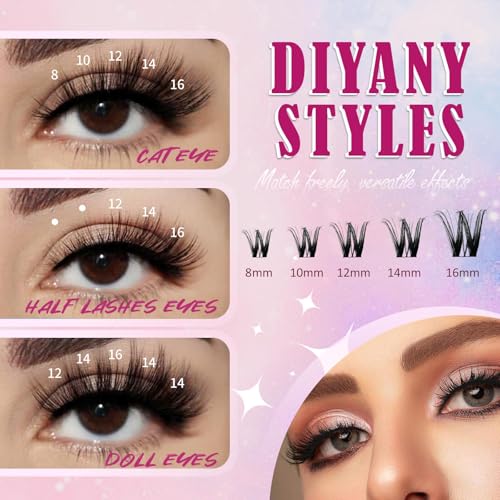 Lash Clusters Extension Kit 180pc - DIY False Eyelashes with Glue & Tweezers