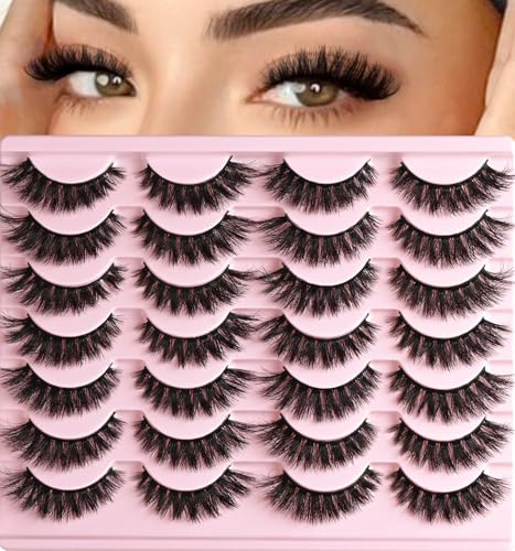 Cat Eye Wispy False Lashes - 14 Pairs Faux Mink Strip