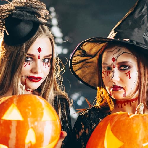 Bloody Halloween Face Gems, Self-Adhesive Red Rhinestone Stickers