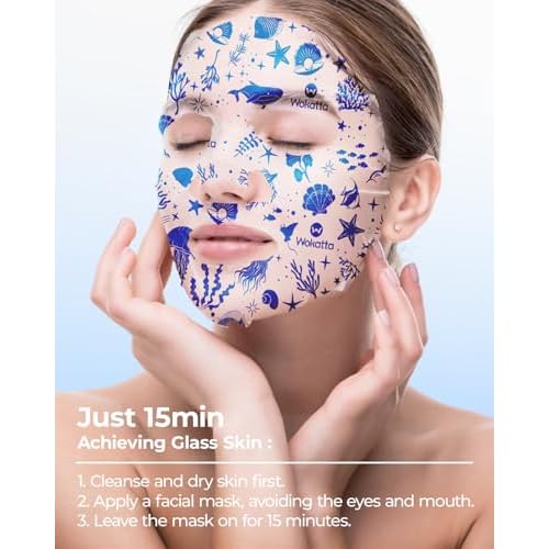 6 Pack Hyaluronic Acid & Collagen Face Mask ? Hydrating, Fine Lines & Soothing Sheet Masks for Sensitive Skin Facial Masks, Natural Face Masks Skincare
