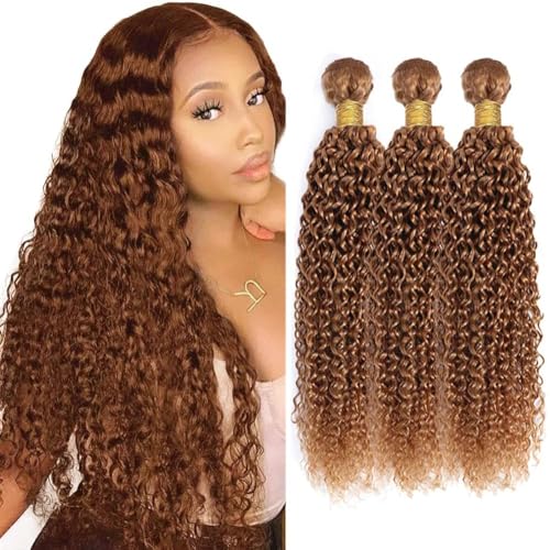 Brown Kinky Curly Hair Bundles 28-32 Inch Virgin Hair